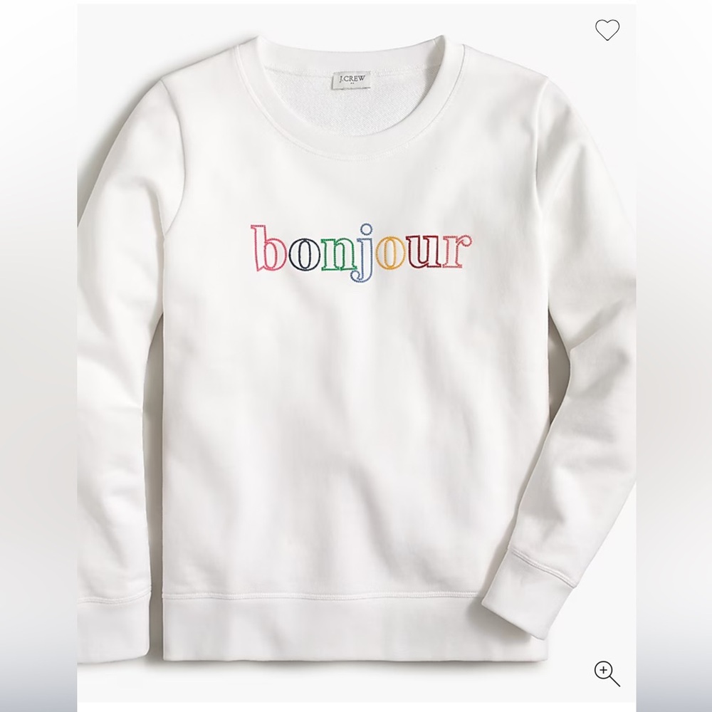 NWOT J.Crew Factory Rainbow Bonjour Graphic Sweatshirt